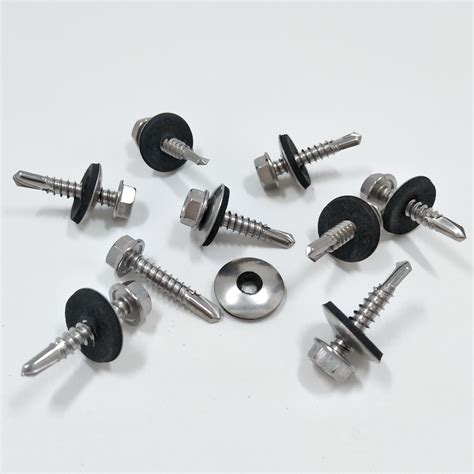 self tapping sheet metal screws with washers|stainless steel screws neoprene washer.